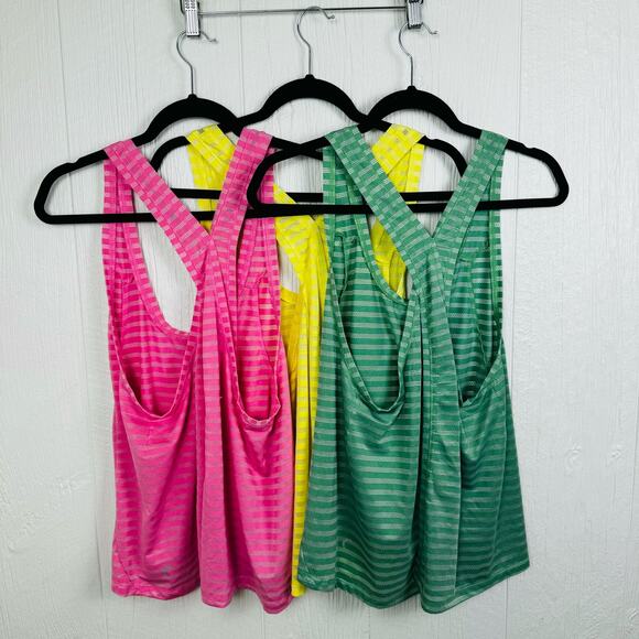 Zyia Active Nimbus Mesh Stripe Tank Bundle Split Back Yellow Pink Green Size XXL - Picture 6 of 8